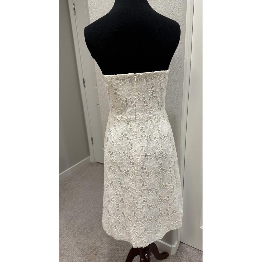 Lilly Pulitzer White Eyelet Strapless Cotton Dress Fit & Flare 6 Resort Wedding - Picture 4 of 6